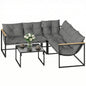 Outsunny 4-Piece Patio Conversation Set with Thick Cushions - Grey