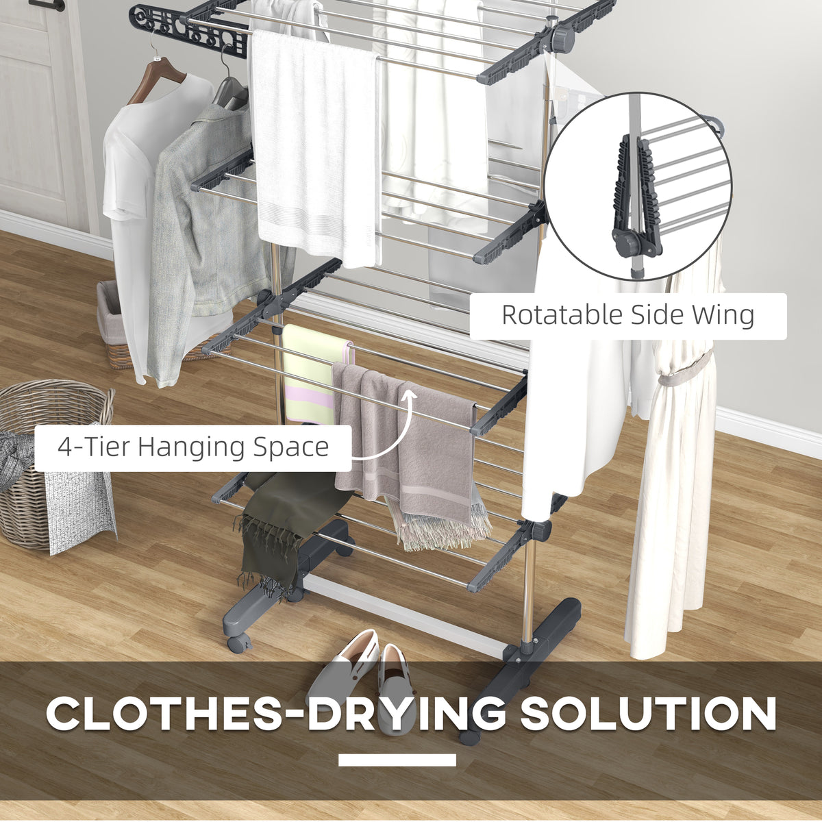 Séchoir à linge pliant en acier inoxydable