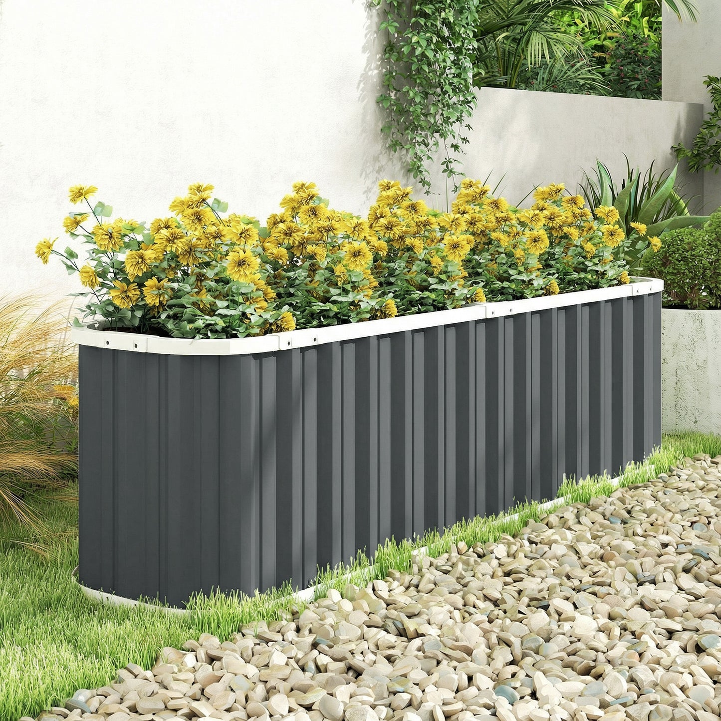 Outsunny 61cm Deep Raised Garden Bed - 220cm Galvanized Steel
