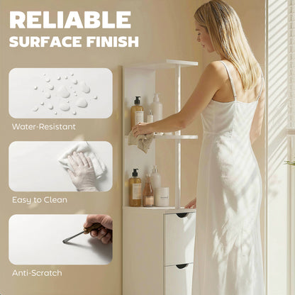 Armoire rangement salle de bain étroite — blanc