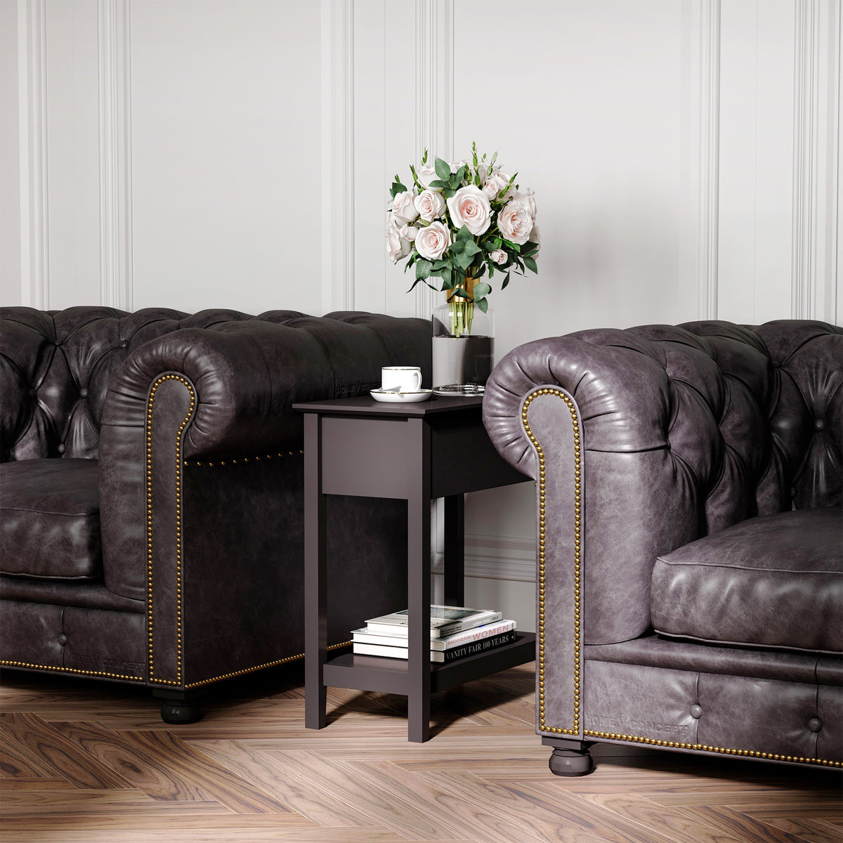 Table d'appoint rabattable avec armoire et étagère