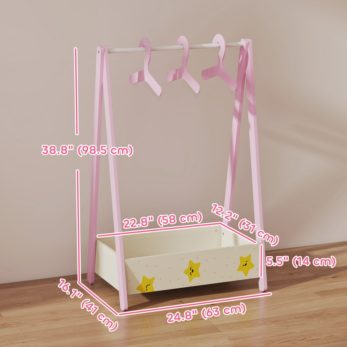 Penderie pour enfants avec étagère de rangement