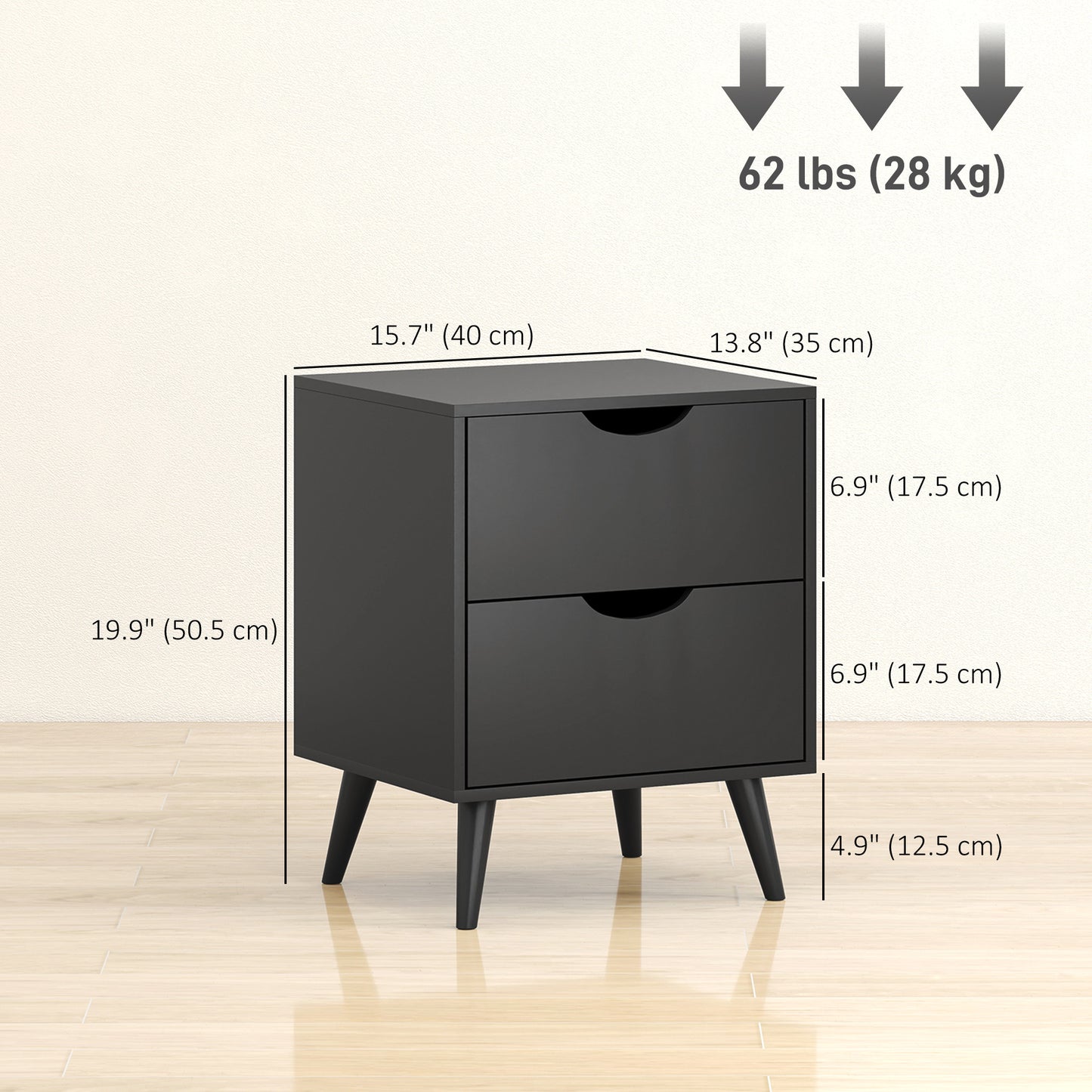 Tables de chevet modernes ensemble de 2 tiroirs