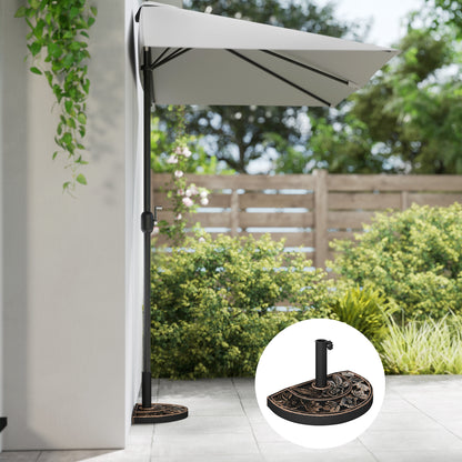 Base de parasol demi-lune 20 livres motif floral — bronze