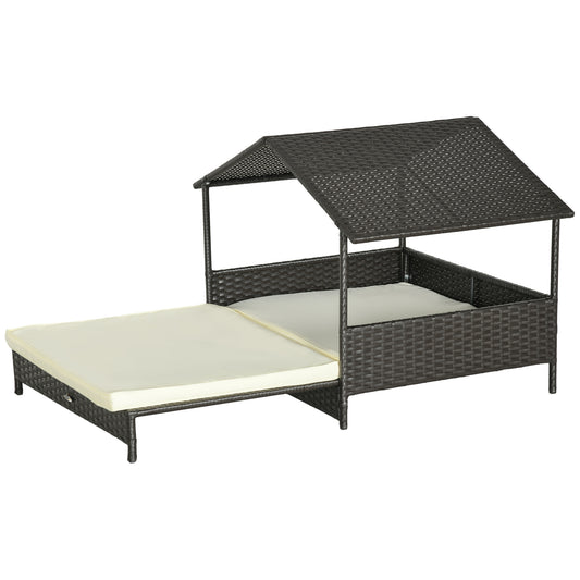Maison pour Chien Extérieure Aosom en Rotin avec Coussin Lavable