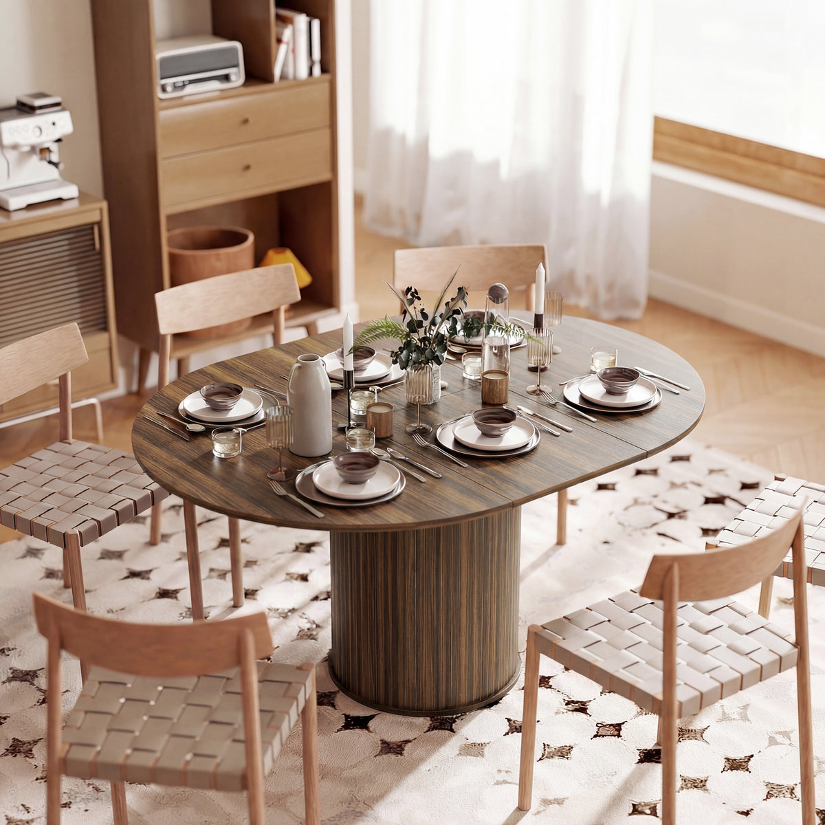 Table à manger extensible 110-150 cm — Noyer