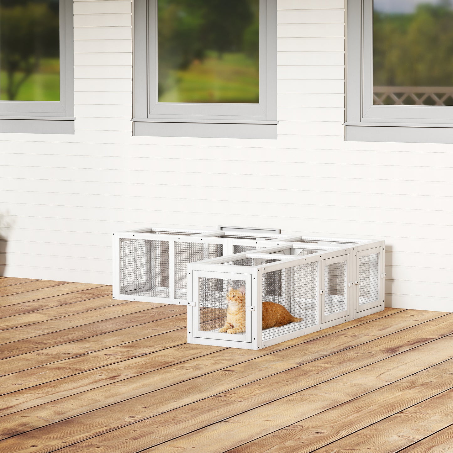 Tunnel pour chat extérieur modulaire 8 portes 249 cm