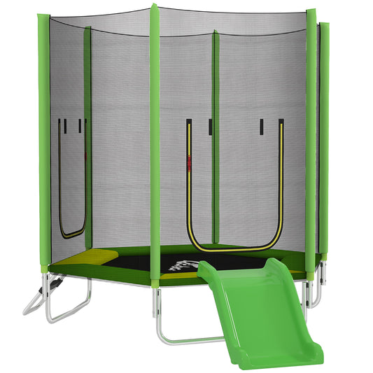 Trampoline pour enfants avec filet de sécurité et glissade 215 x 193 x 202 cm