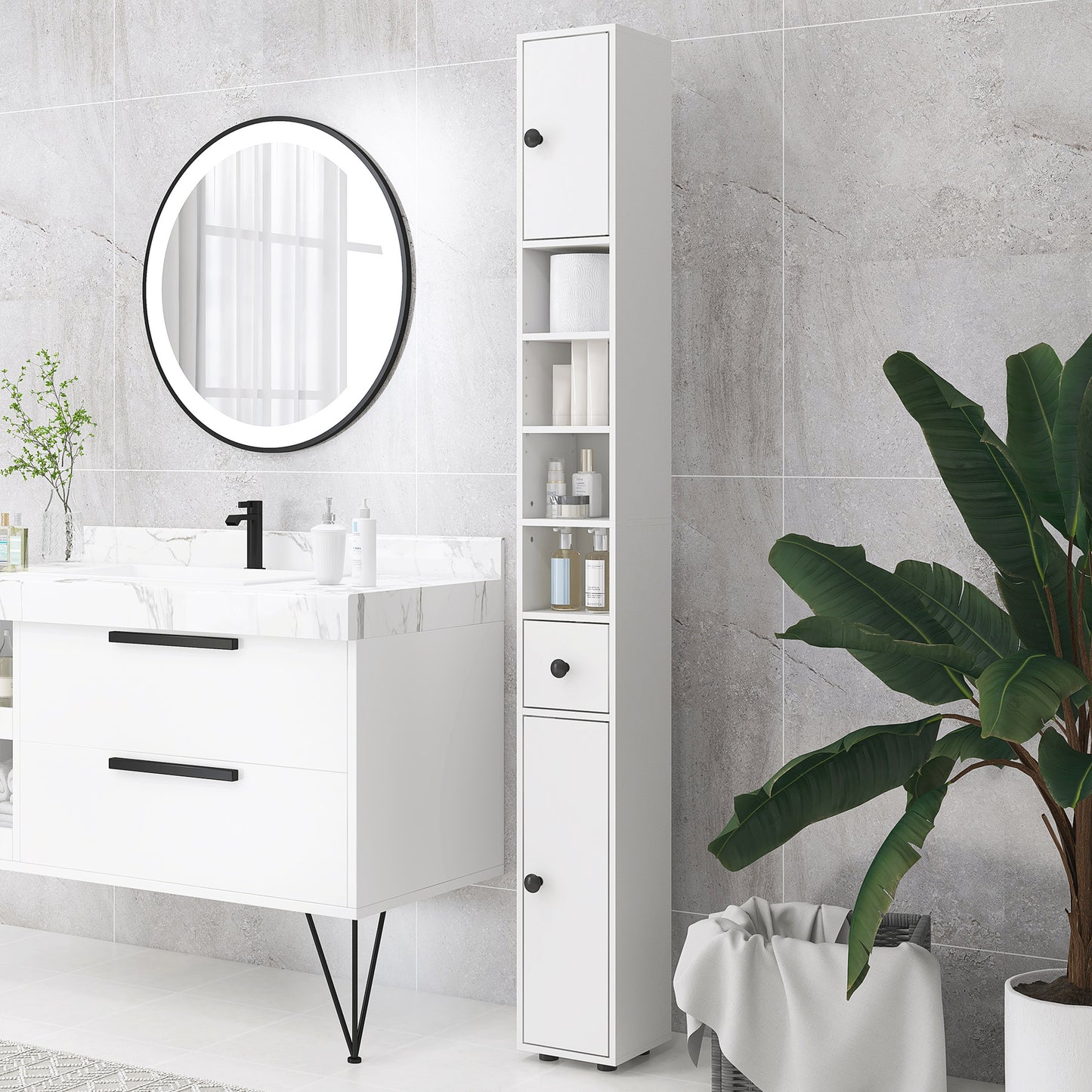 Armoire de salle de bain haute autoportante