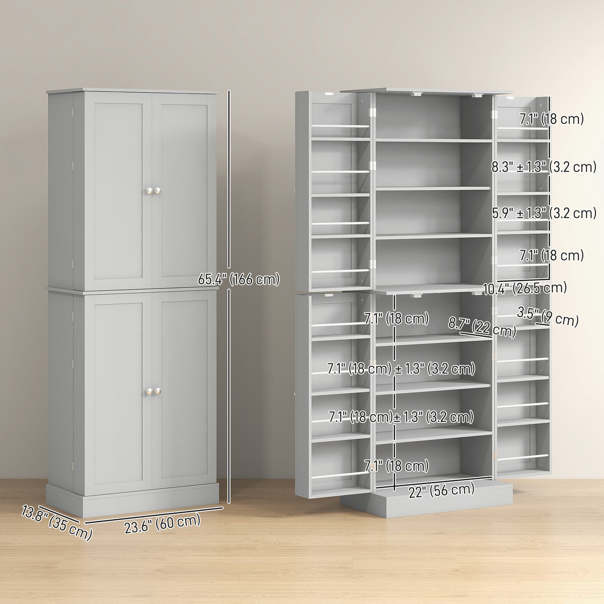 Armoire de cuisine 8 tablettes 4 portes