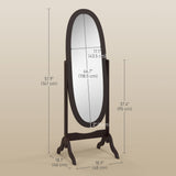 Miroir sur pied ovale pleine longueur à angle réglable