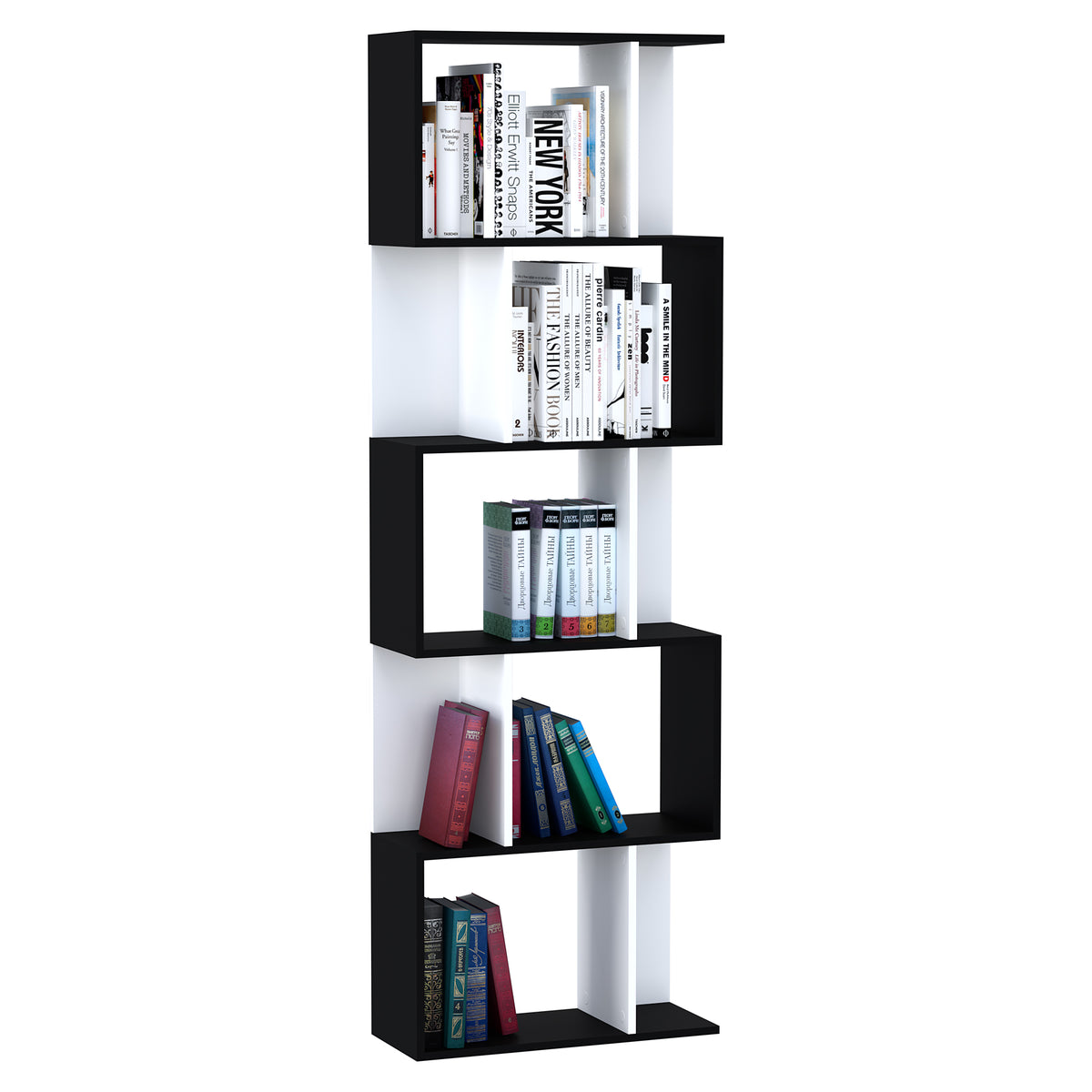 Bibliothèque géométrique 5 niveaux en S