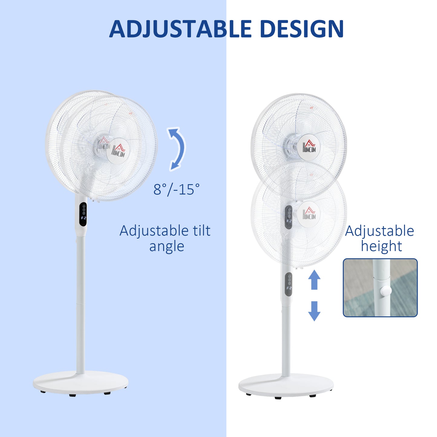 Ventilateur sur pied oscillant avec télécommande et écran LED