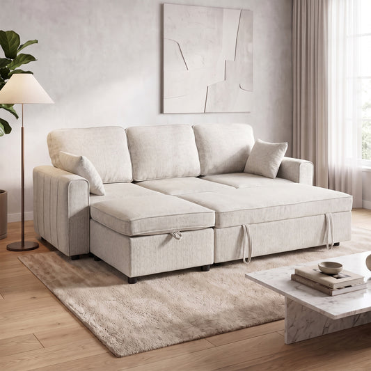 Causeuse modulaire convertible avec ottoman — gris