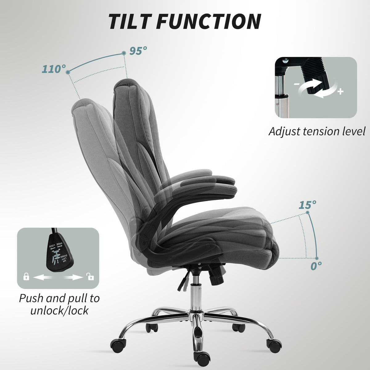 Chaise de bureau ergonomique en velours capitonné