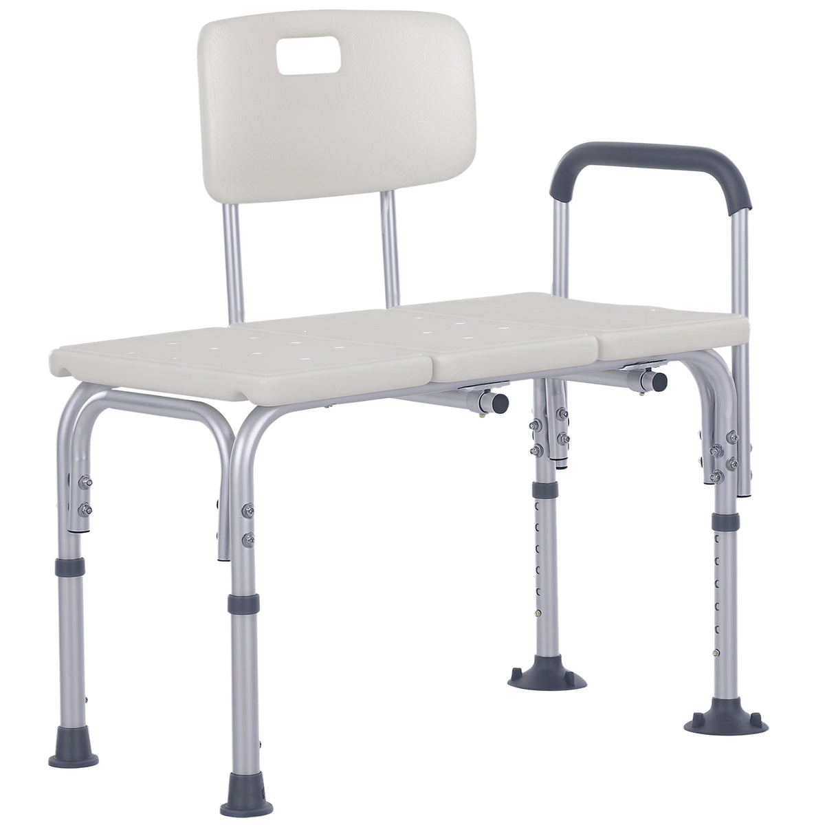 Banc de douche réglable en aluminium avec accoudoirs