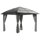Gazebo toit rigide polycarbonate UV60+ avec rideaux