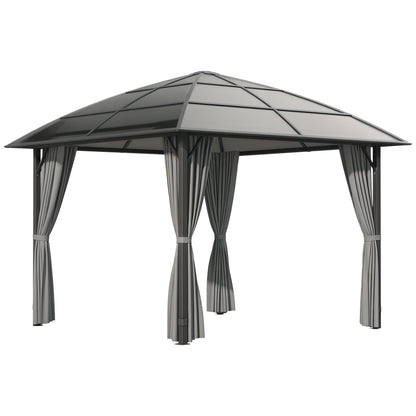 Gazebo toit rigide polycarbonate UV60+ avec rideaux