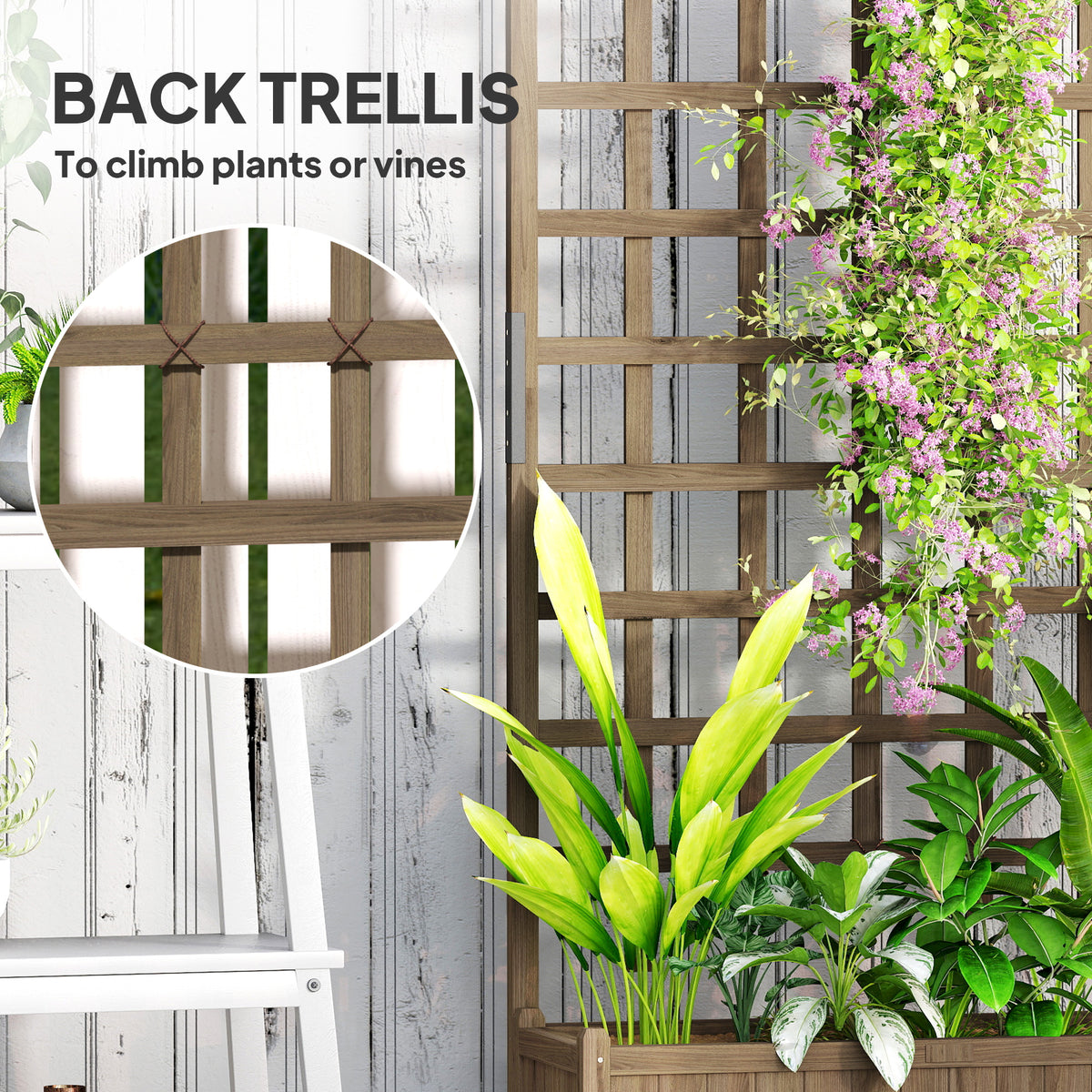 Bac de jardinage surélevé avec treillis et roues