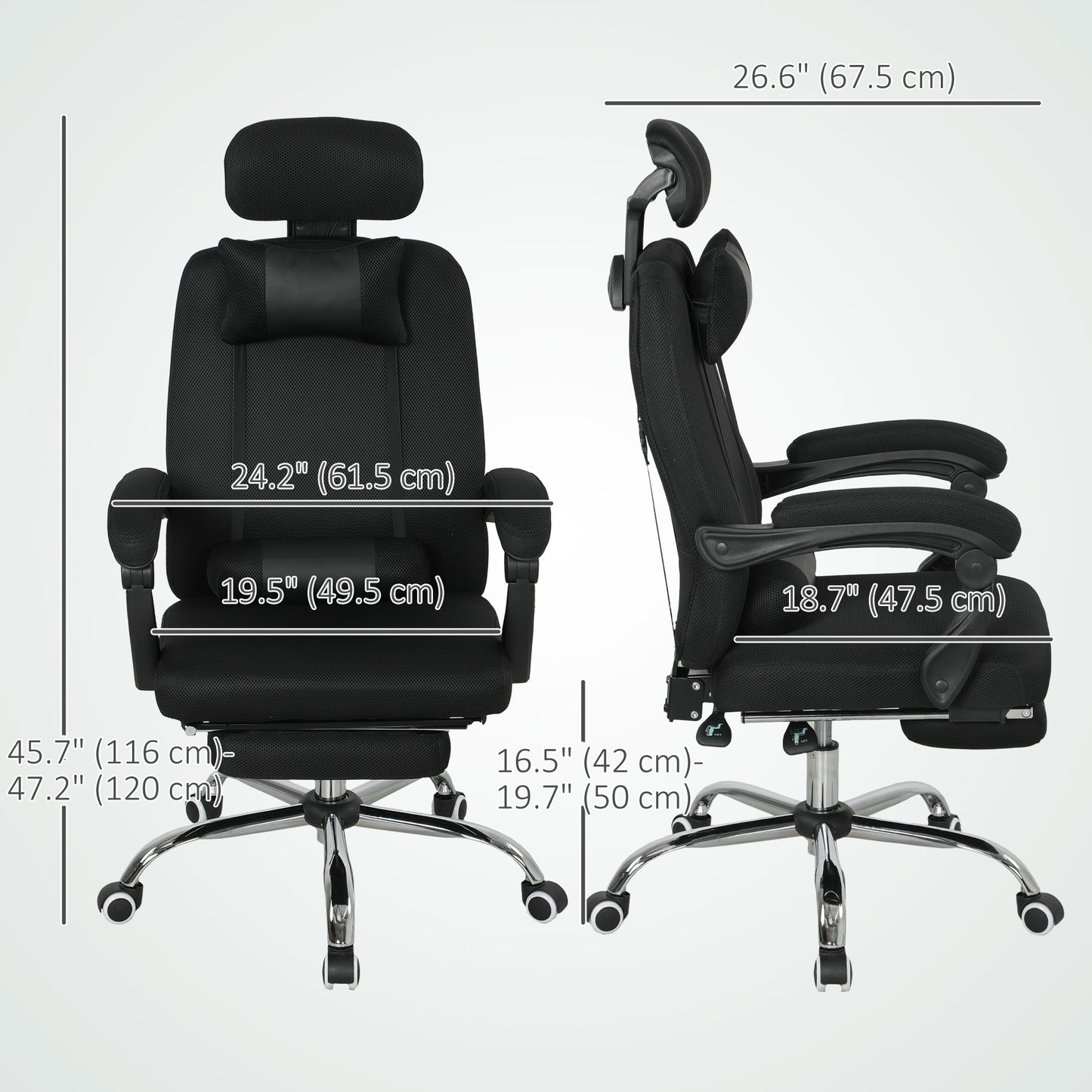Chaise de bureau ergonomique dossier haut avec repose-pieds
