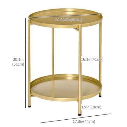 Table d'appoint ronde à deux plateaux amovibles