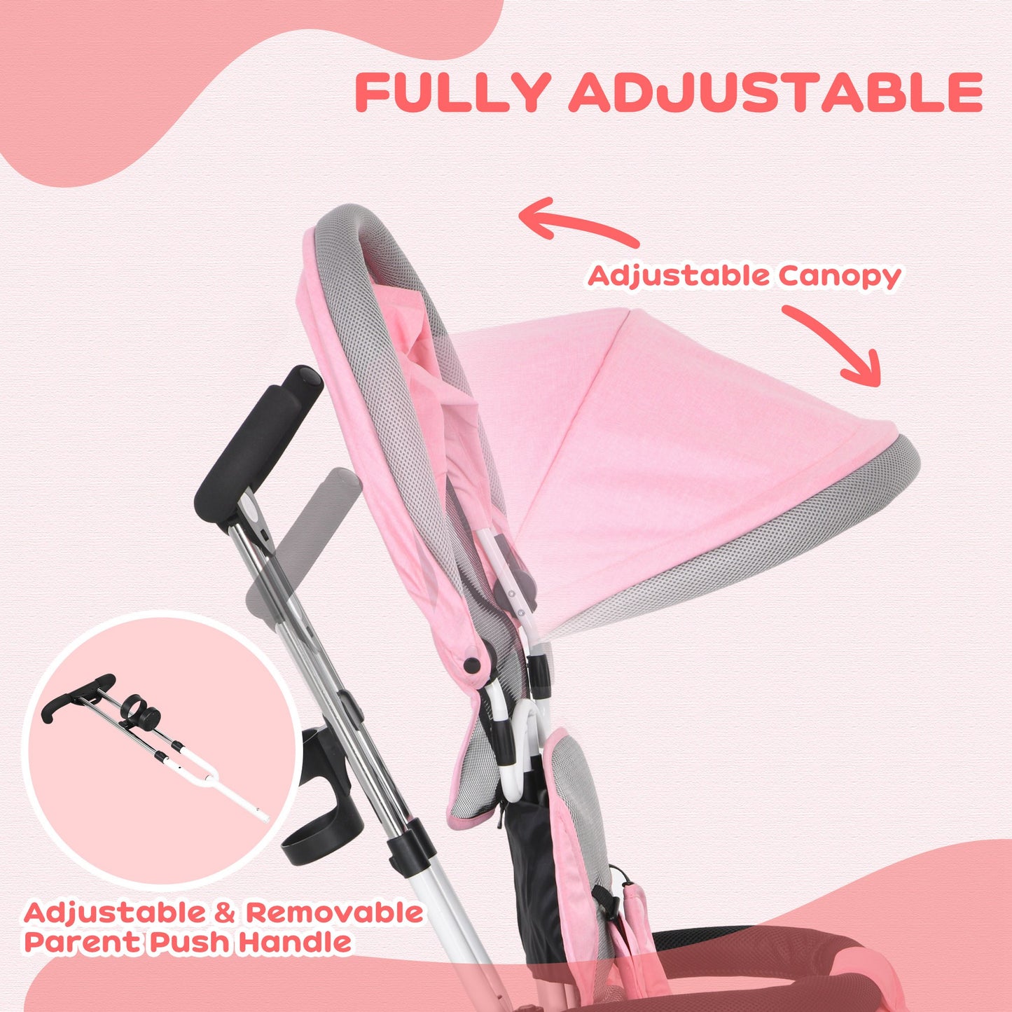 Tricycle 6-en-1 pour tout-petits avec panier et harnais