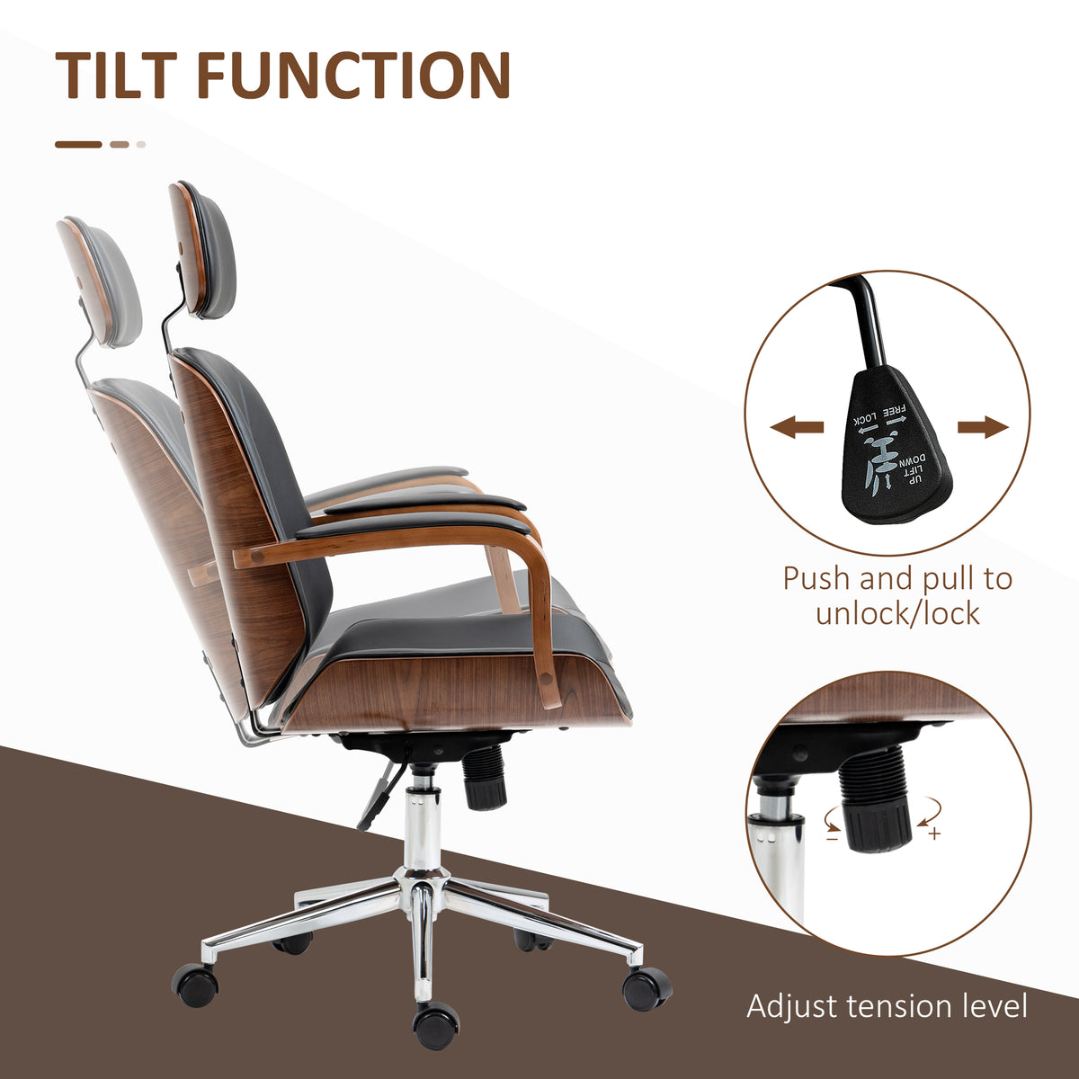Chaise de bureau ergonomique en similicuir