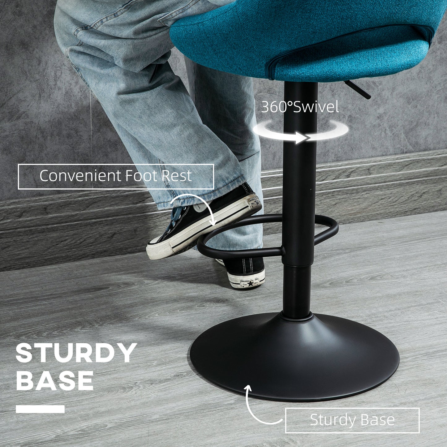 Tabourets de bar pivotants ajustables en lin — Ensemble de 2
