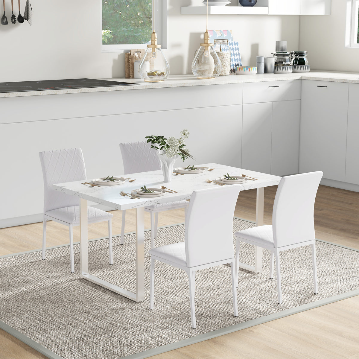 Ensemble de 4 chaises de salle à manger capitonnées