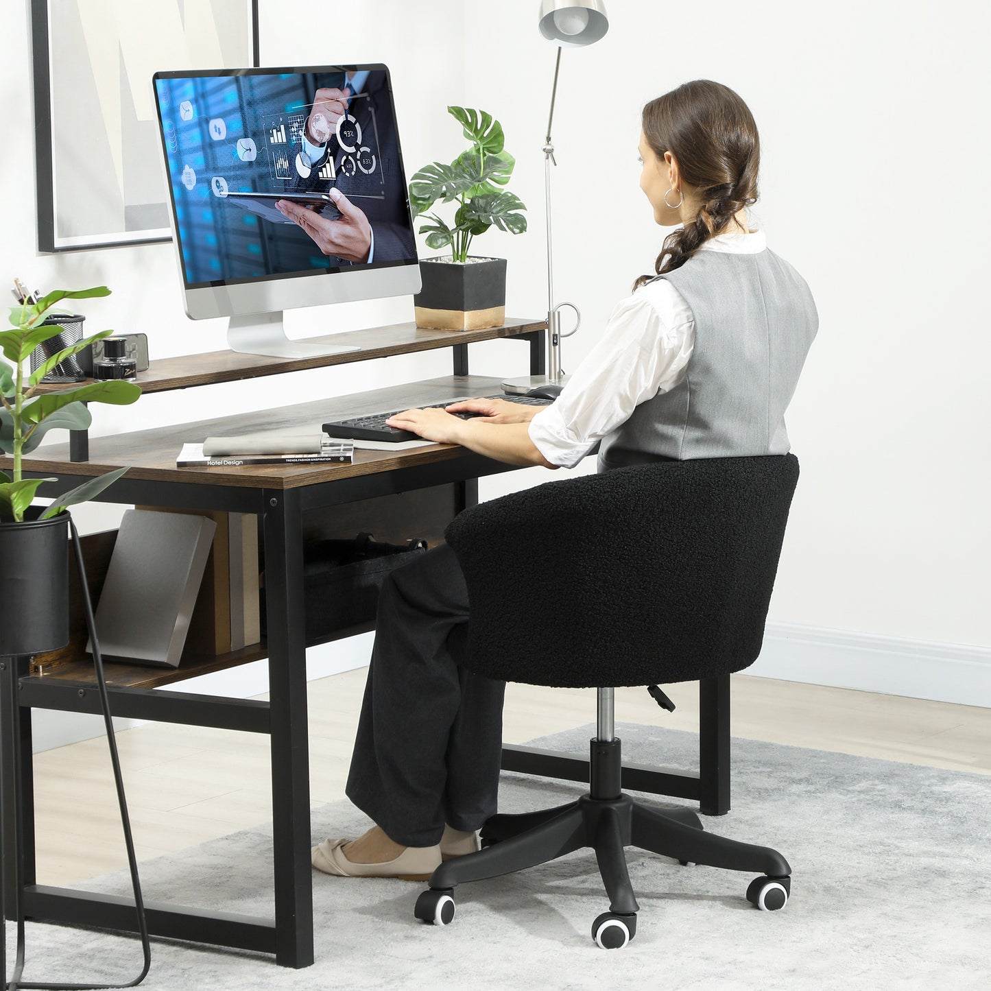 Chaise bureau sans bras hauteur réglable roulettes pivotantes