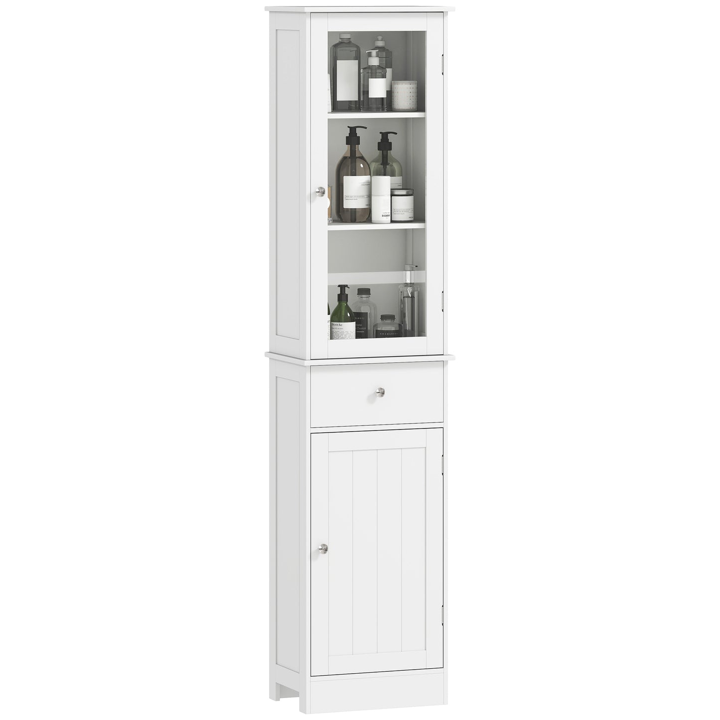 Armoire salle de bain haute avec tiroir et portes