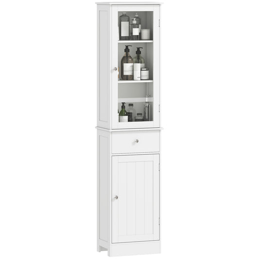 Armoire salle de bain haute avec tiroir et portes