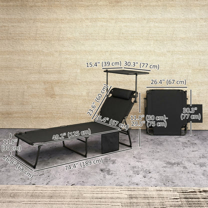 Chaise longue pliante avec auvent ajustable 4 positions