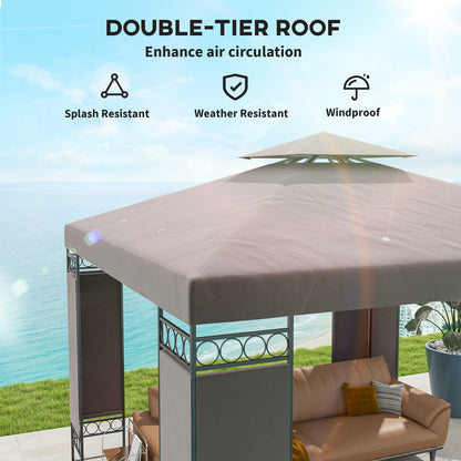 Gazebo double toit avec panneaux écran 3x3m
