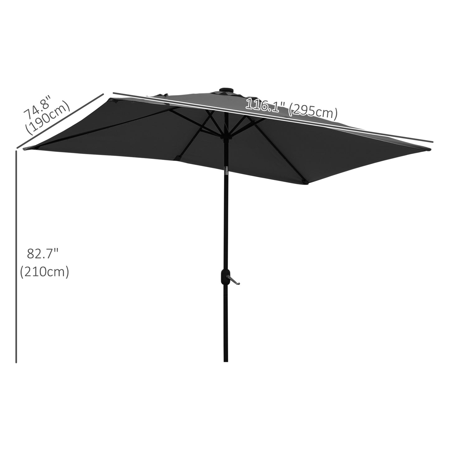 Parasol rectangulaire 6' x 10' avec éclairage LED solaire