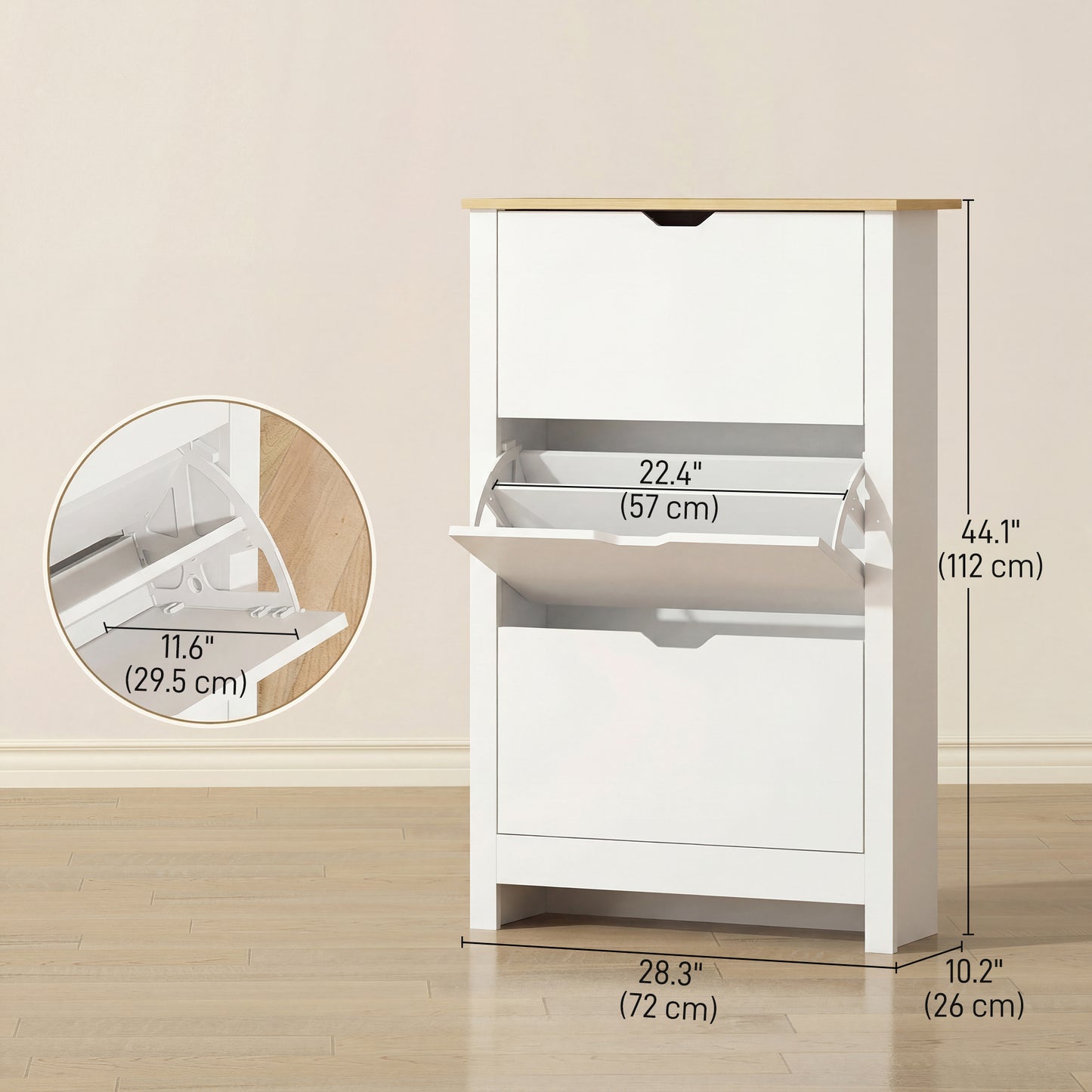 Armoire à chaussures 3 tiroirs abattants 12-18 paires