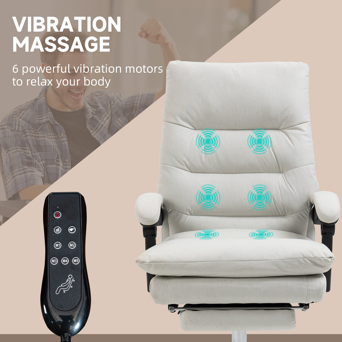 Chaise de bureau massante 6 points avec repose-pieds