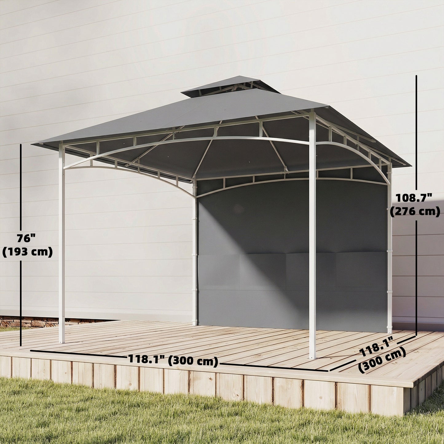 Gazébo patio double toit 3 x 3 m avec rangement