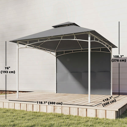 Gazébo patio double toit 3 x 3 m avec rangement