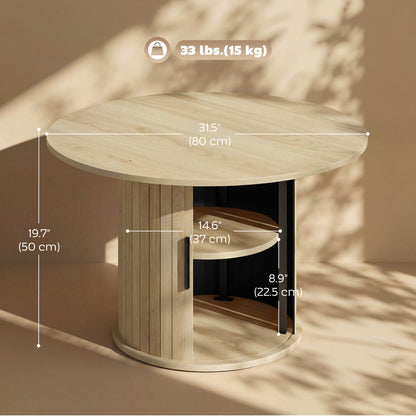 Table basse ronde rangement caché 80 cm