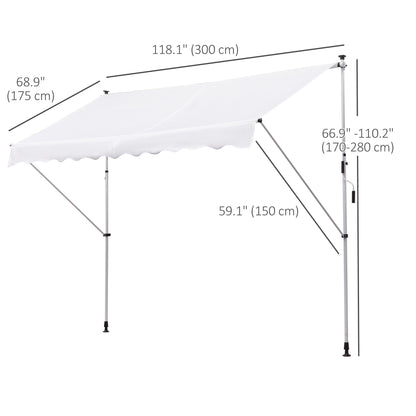 Store rétractable manuel patio sol plafond 305x152cm ajustable