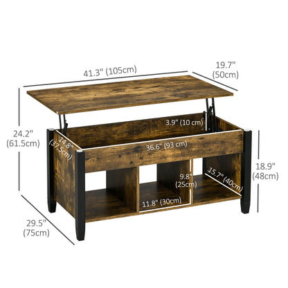 Table basse relevable moderne avec rangement caché