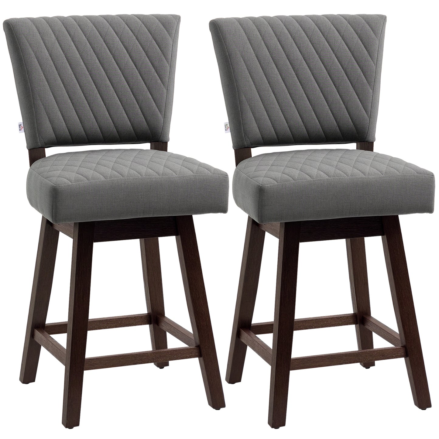 Tabourets de bar pivotants ensemble de 2 pattes bois