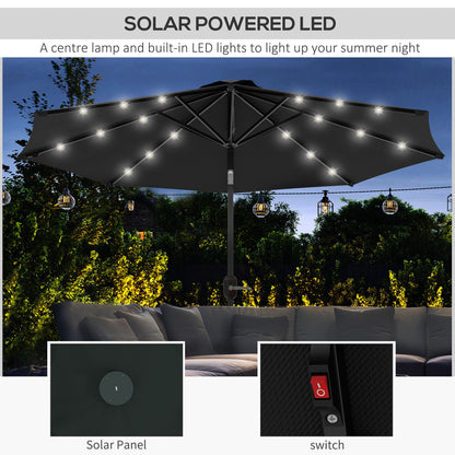 Parasol de patio solaire 24 DEL inclinable
