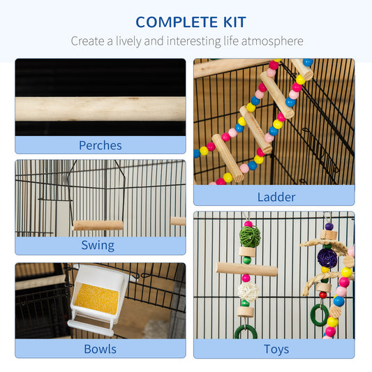 Cage à oiseaux spacieuse avec jouets et accessoires