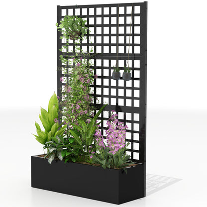  Galvanized Raised Garden Bed with Trellis - 110x41x178cm