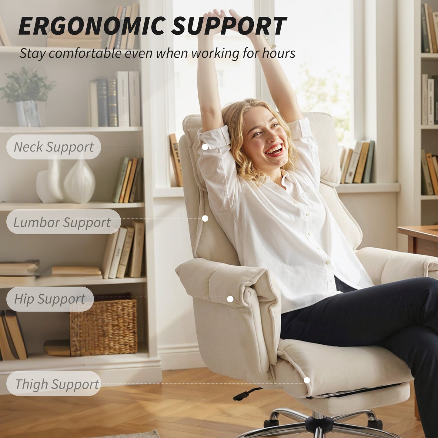 Chaise de bureau inclinable avec repose-pieds et appuie-tête