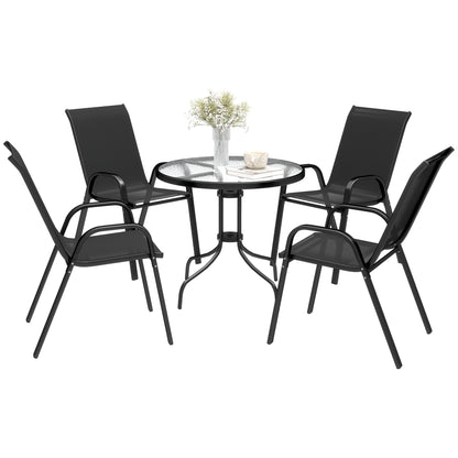 Ensemble de patio cinq pièces table ronde et chaises empilables