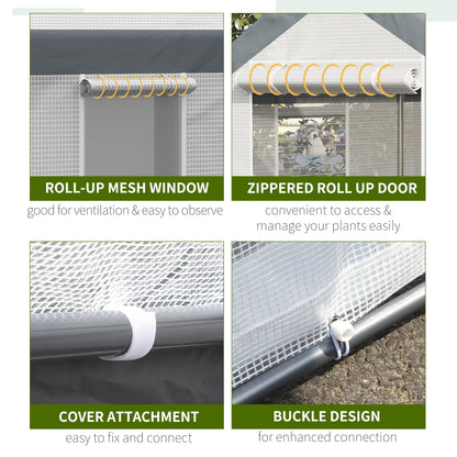  2.1 x 3.7 x 2.1m Wind-Resistant Greenhouse with Ventilation