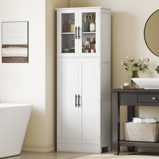 Meuble de salle de bain autoportant avec portes vitrées